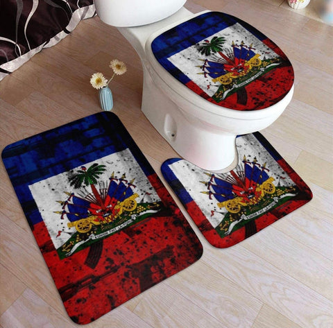 Haitian Flag Bathroom Rug Mats Set