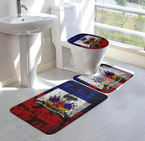 Haitian Flag Bathroom Rug Mats Set